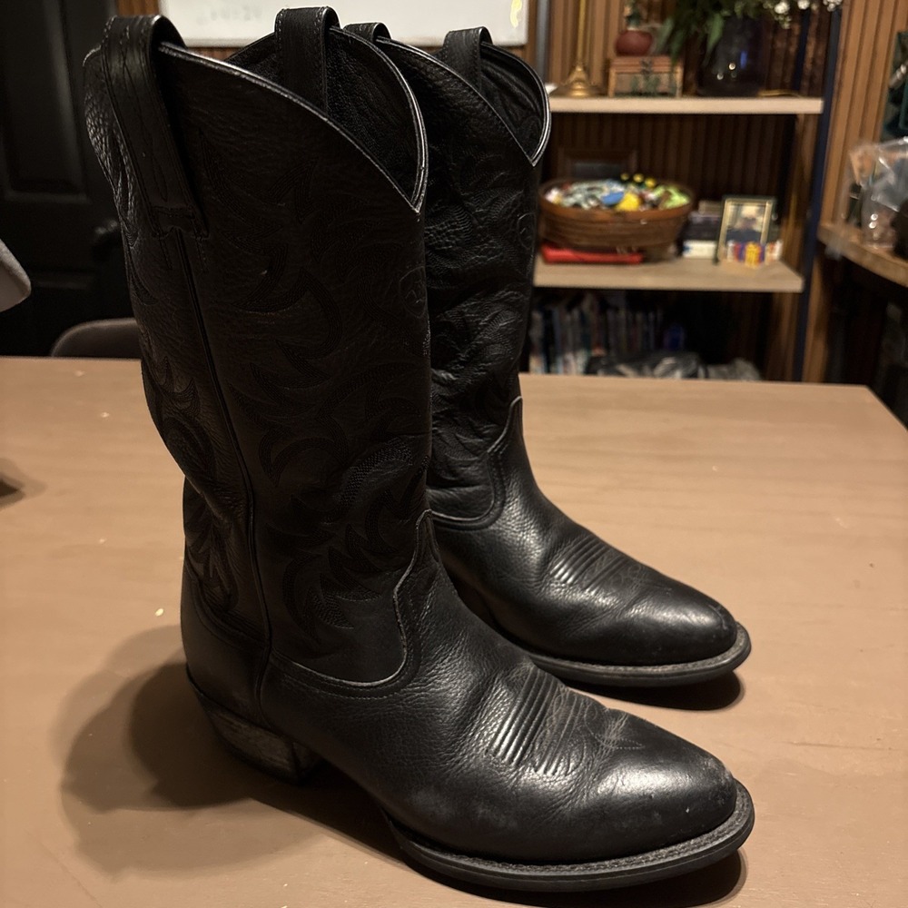 Ariat Black Leather Cowboy Boots Men's 9.5 D (10002218) Biker Western